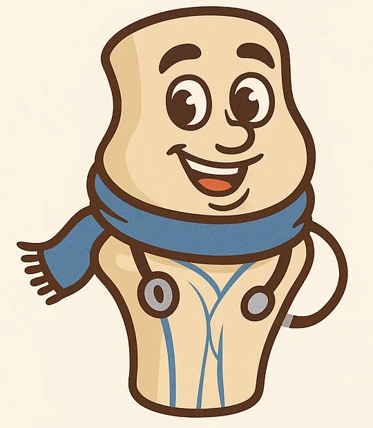 Artie smiling, wearing his blue scarf and stethoscope